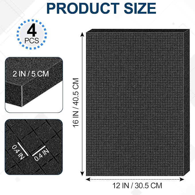 4 Pcs Pick and Pluck Foam Sheets 16" L x 12" W x 2" T Polyurethane Pick Apart