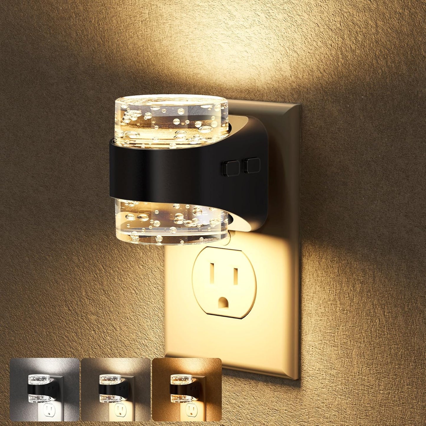 Briignite LED Night Light Plug into Wall - Dimmable Night Light with Bubble Design 3000K/4000K/5000K & 3 Brightness Levels for Baby Nursery, Hallway, Bathroom, Kids Room, 3CCT