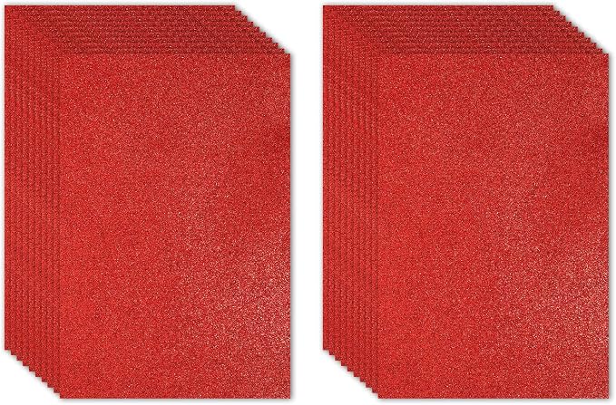 PATIKIL Red Shiny EVA Glitter Foam Sheet 11 x 8 Inch 2mm Thick Sparkle EVA