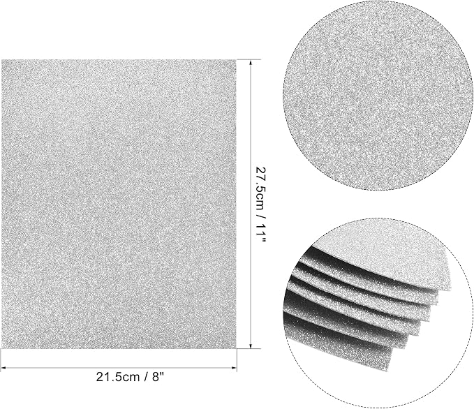 uxcell Silver Tone Shiny EVA Foam Sheets 11 x 8 Inch 2mm Thick