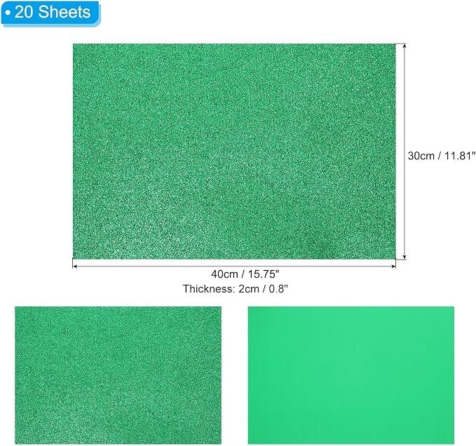 PATIKIL 20 Sheets 2mm Glitter Foam Sheet