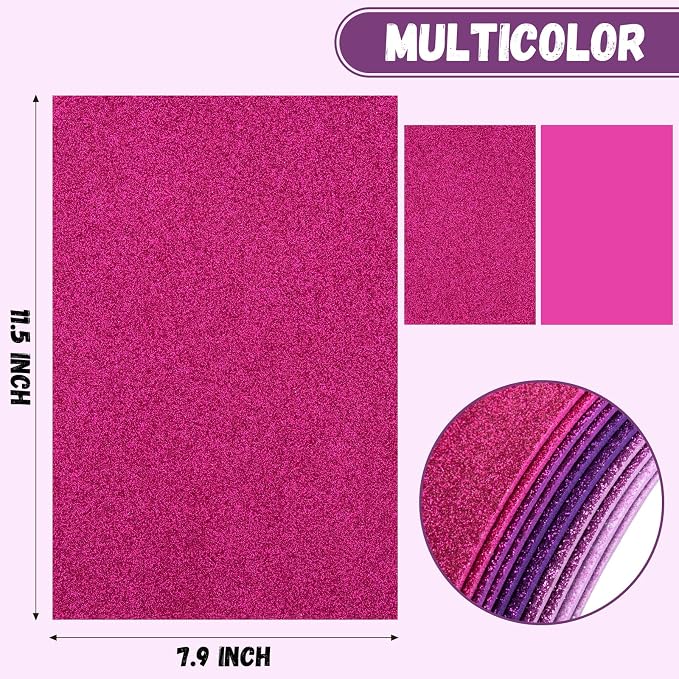 10 Pack Glitter Foam Sheets Craft 8 x 12 inch | 5 Colors Sparkles Foam Paper