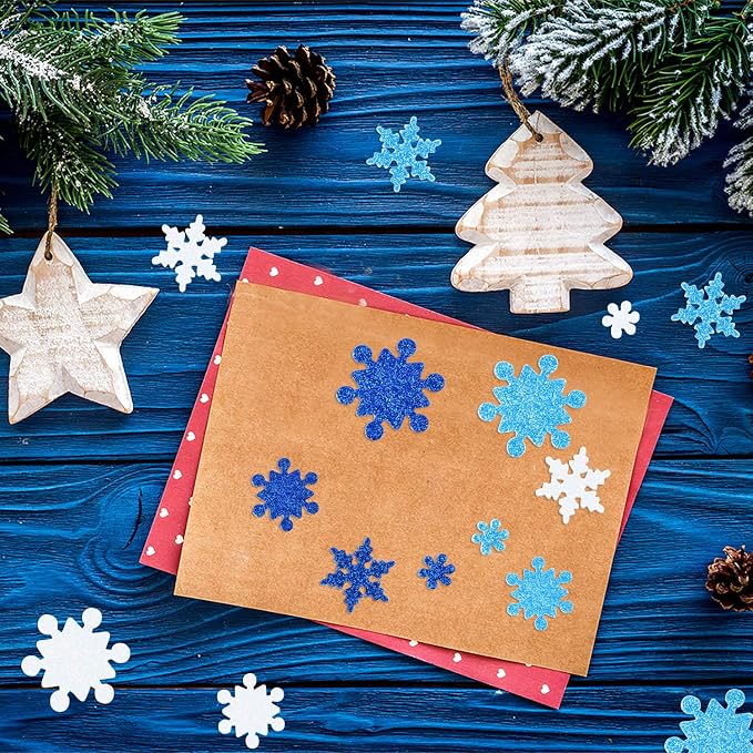 Coopay Glitter Snowflake Foam Stickers Self-Adhesive Snowflake Stickers Decals