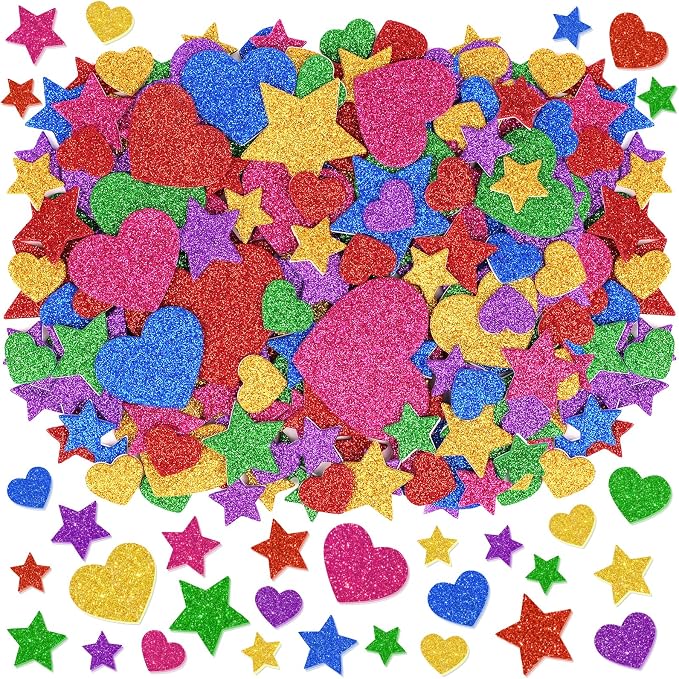750Pcs Foam Stickers, Colorful Foam Shape Stickers Self Adhesive Star Heart