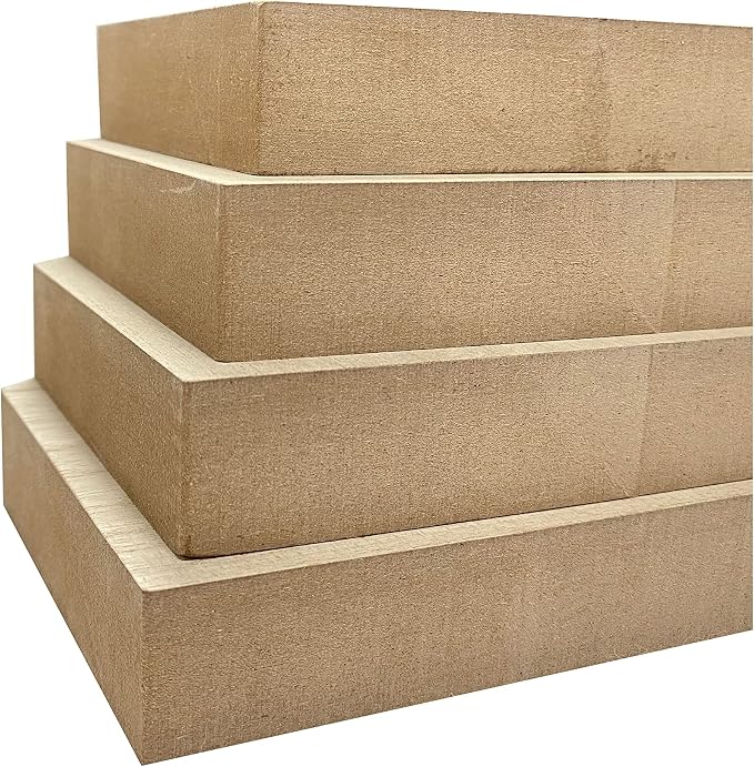 6 Inch 4 Pieces Unfinished Wooden House Shaped Blocks