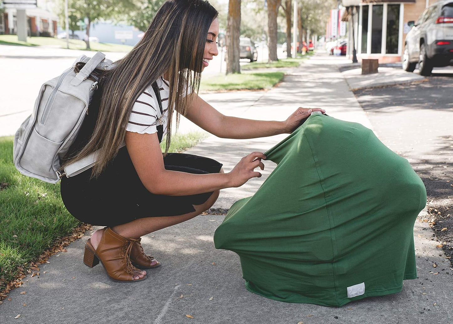 Copper Pearl Multi-Use Cover: Car Seat Covers, Nursing Cover, and Stroller Cover for Sun - Stretchy Fabric, All-Season Use, Stylish Designs, Easy Access for Moms - Alder