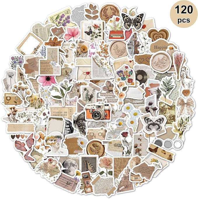120Pcs Vintage Aesthetic Stickers