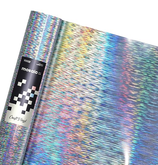 VViViD Mosaic+ Silver Brushed Holographic 1ft x 5ft Crafting Vinyl Crinkle-Free