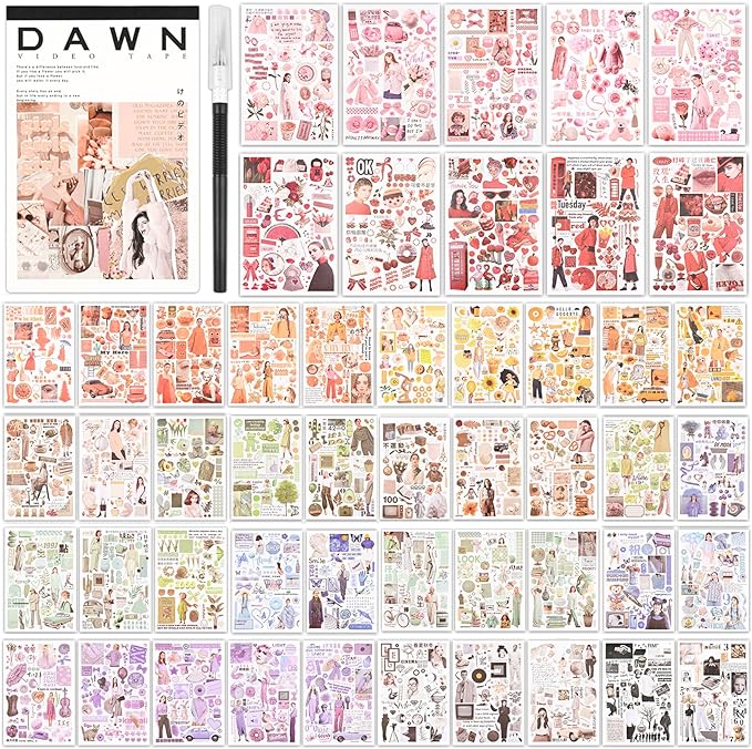 Vintage Washi Stickers for Scrapbooking, Scrapbook Stickers for Junk Journals