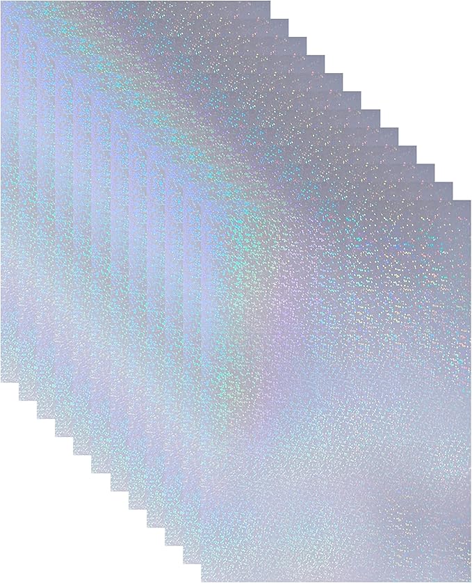 Bleidruck 25 Sheets Glitter Clear Holographic Laminate Sheet Adhesive Paper |