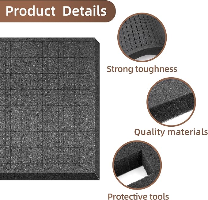 DECOHS 4 Pcs Pick and Pluck Foam- 12 x 12 x 2 Inch Pick Apart Foam Insert-