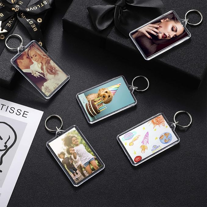 Yaomiao Acrylic Photo Frame Keychain Holder Photo Picture Insert Blank Keyring