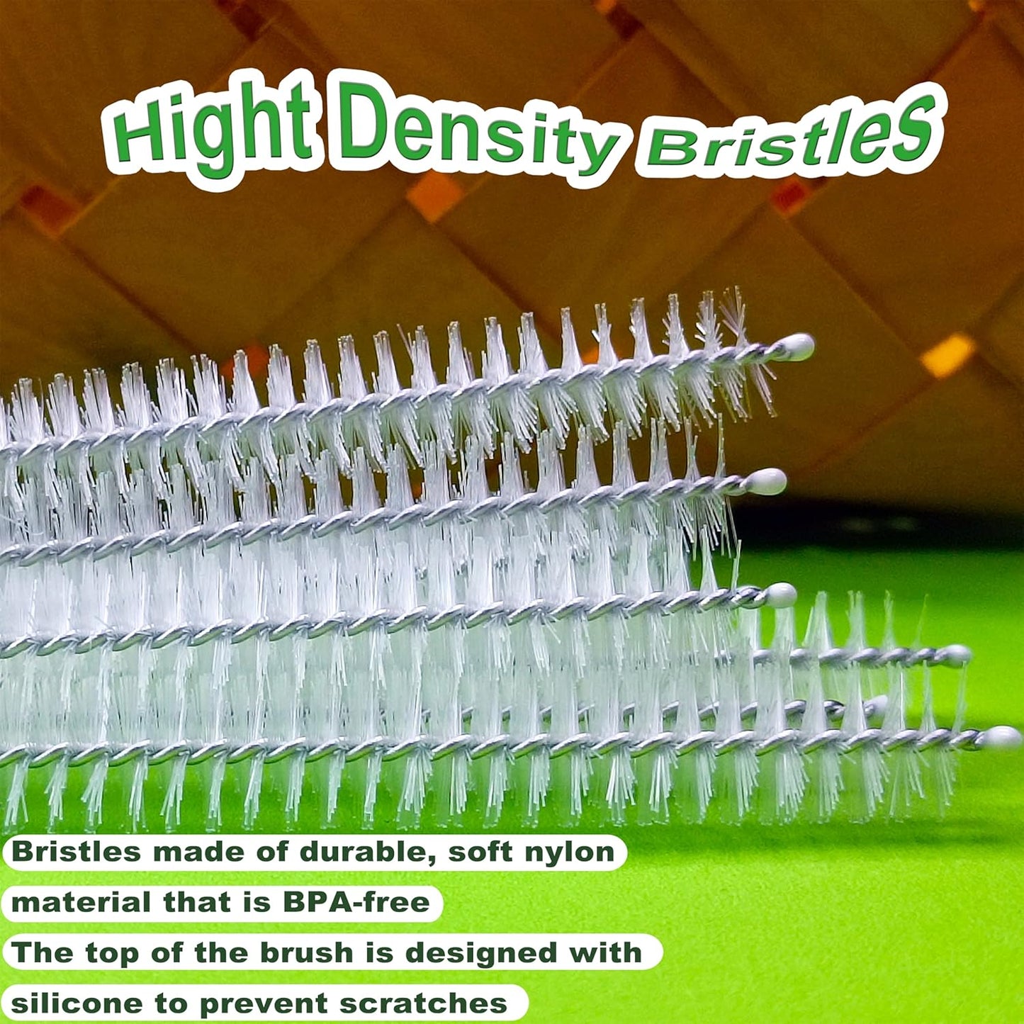 Extra Long Straw Cleaner Brush Long 14 Inch, Straw Brush of Bristles Diameter 12 mm, Straw Cleaning Brush with Stainless Steel Nylon Bristles for Cleaning Straws,Stanley, Owala, Water Bottle (8 PCS)