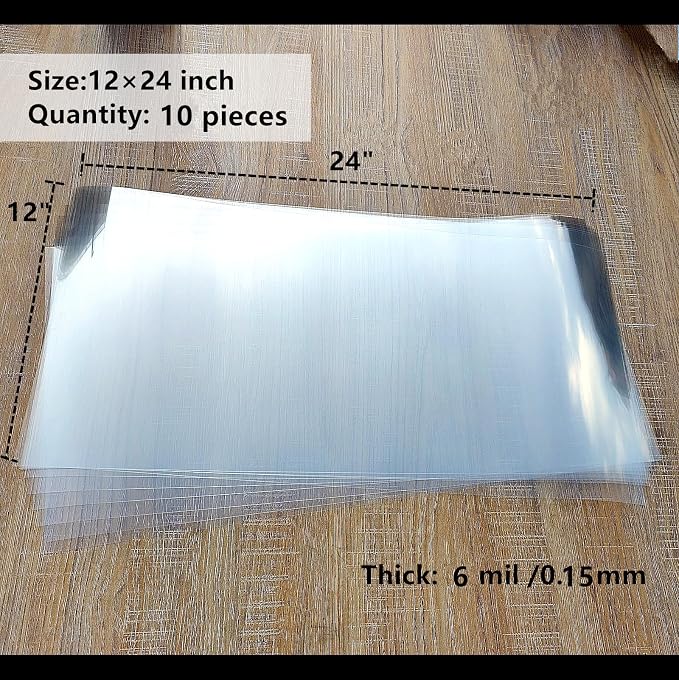 Clear Blank Stencil Sheet for Cutting. 10 Pack 12" x 24" 6mil/0.15mm Thick .Gift