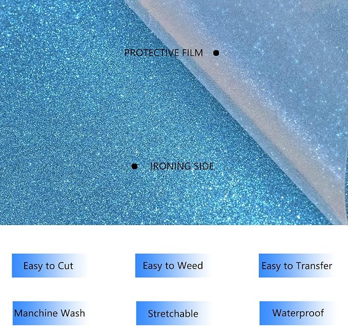 HTVVETUR Glitter HTV Vinyl Rolls Heat Transfer Vinyl