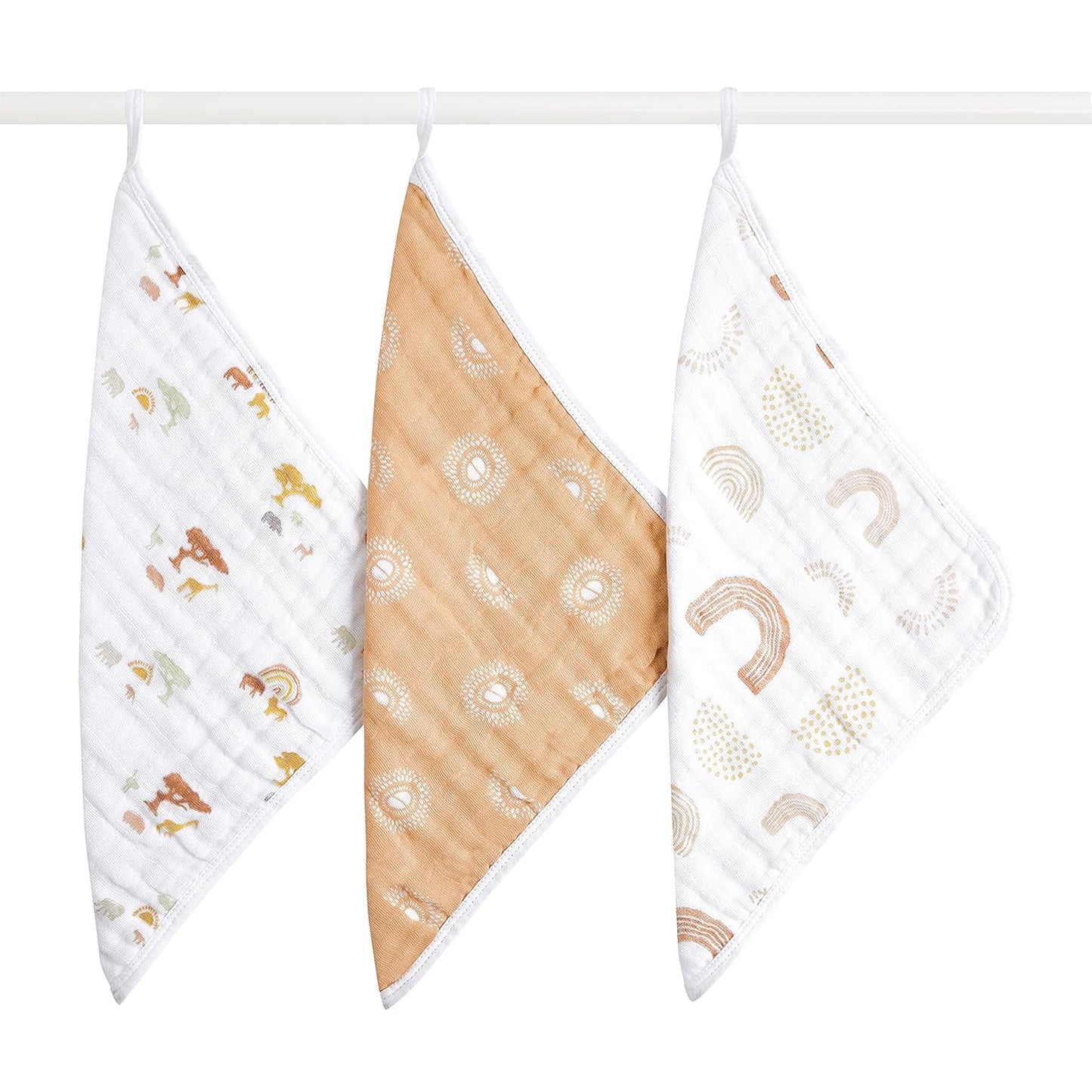 aden + anais Boutique Oversized Washcloth 3-Pack, Super Soft 100% Cotton Muslin, Gentle on Skin, 3 Absorbent 12x12 Layers, Softer with Every Use, Perfect for Babies, Infants, Toddlers, Keep Rising