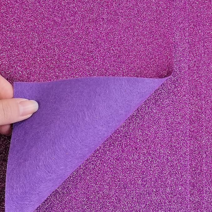 Jtnohx Glitter Felt Fabric, 8 x12 inches Felt Square Glitter
