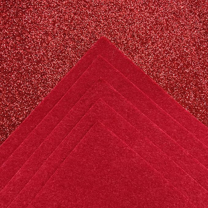 Jtnohx Glitter Felt Fabric, 8 x12 inches Felt Square Glitter