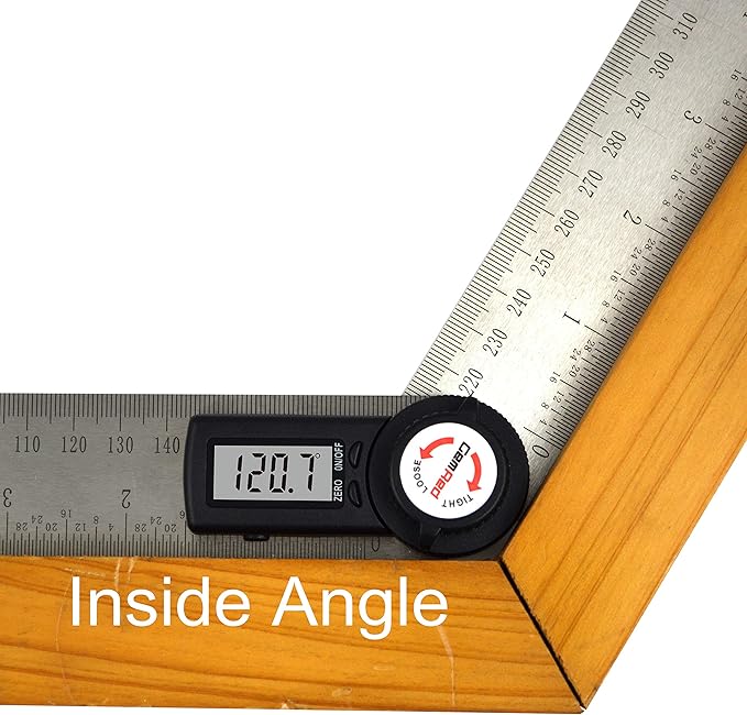 GemRed 82305 Digital Angle Finder Protractor Stainless Steel | Black Buttons