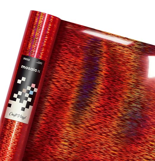 Mosaic+ Red Brushed Holographic 1ft x 5ft Crafting Vinyl Crinkle-Free 8yr UV