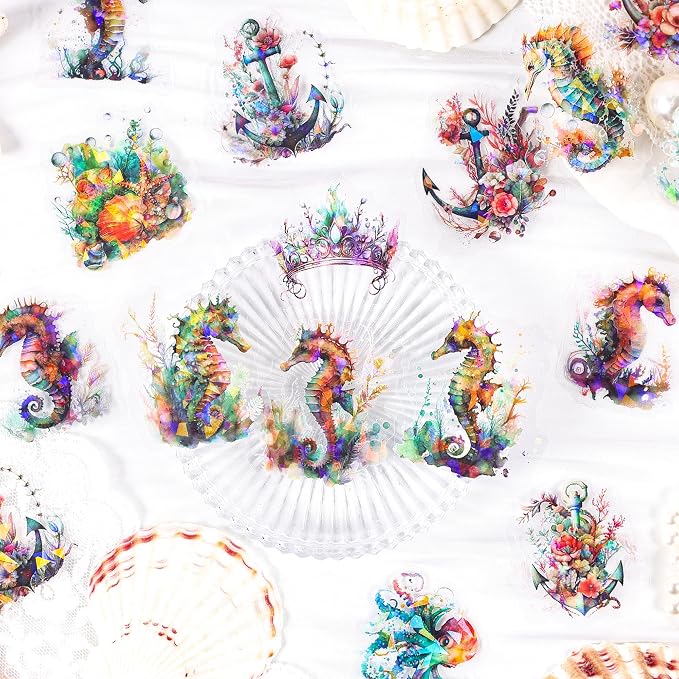 120Pcs Holographic Sea Animal Stickers
