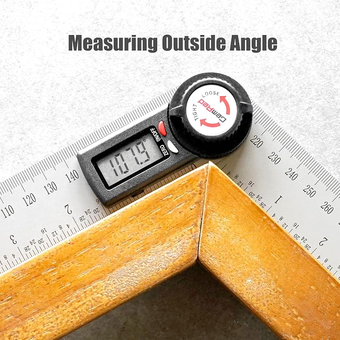 GemRed 82305 Digital Angle Finder Protractor-Stainless steel | white&red button