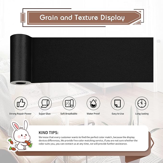 KING MOUNTAIN Leather Repair Patch, 4 x 63 Inches self Adhesive Leather Repair