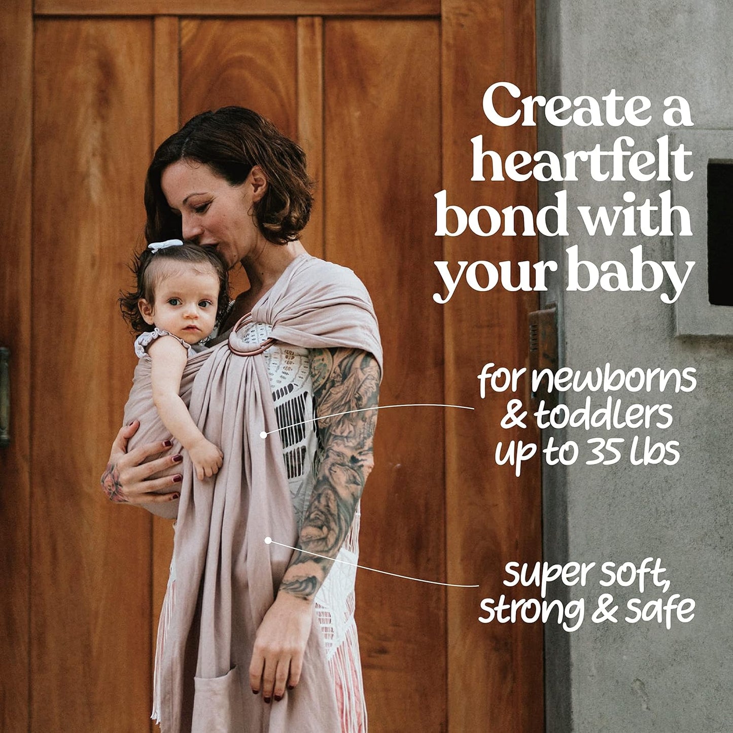 Nalakai Luxury Ring Sling Baby Carrier, Soft Linen Blend Baby Sling, Baby Wrap, Wear Your Little One Close to Your Heart, Longer Length