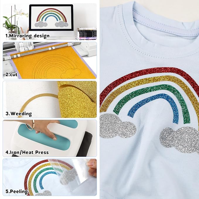 HTVVETUR Glitter Heat Transfer Vinyl