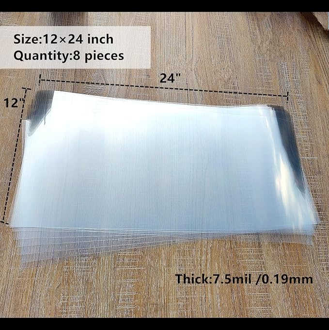 Clear Blank Stencil Sheet for Cuting. 8 Pack 12" x 24" 7.5mil/0.19mm Thick .Gift