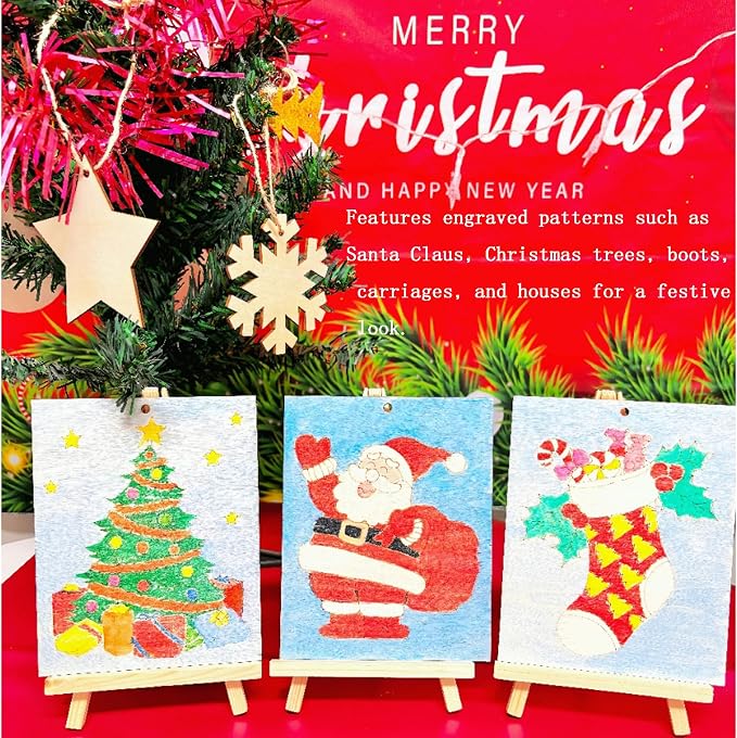 Piatoeke 16PCS 5.9×4.7in Unfinished Wooden Christmas Cutouts Board