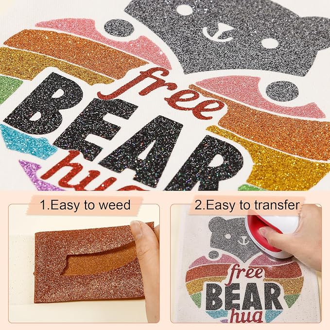Tintnut Copper Gold Glitter Heat Transfer Vinyl Roll, easy cut & weed, stretch