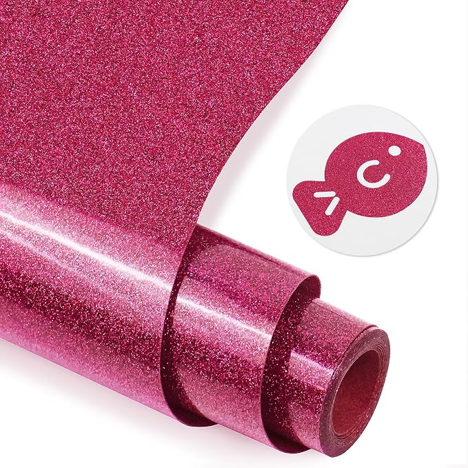 Rose Red Glitter HTV Heat Transfer Vinyl, Glitter Iron on Vinyl 10" X 8ft |