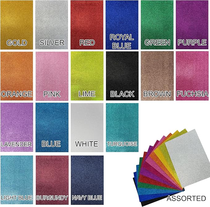 Allgala 12 Pack Glitter EVA Foam Paper 8"x12" Sheets