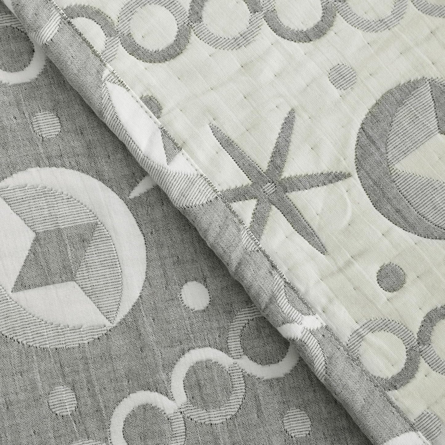 NTBAY 3 Layer Oversized Muslin Cotton Toddler Blanket, 45x60 Inches Jacquard Reversible Nursery Bed Blanket, Super Soft and Thermal Crib Blanket for All Seasons, Baby Gift, 45"x60", Grey Starfish