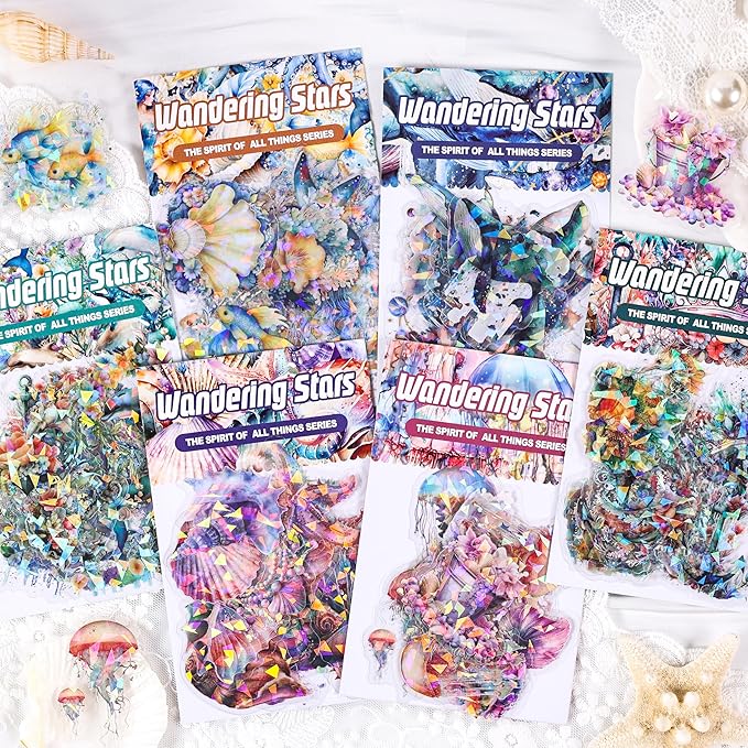 120Pcs Holographic Sea Animal Stickers
