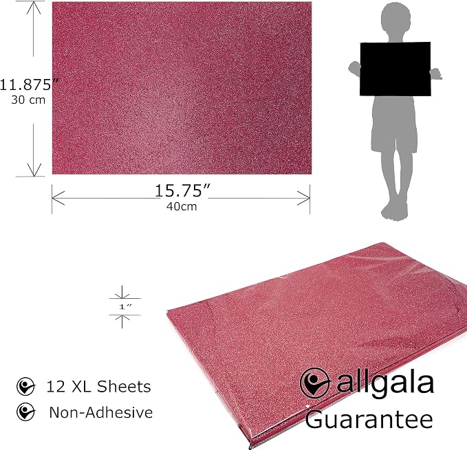 Allgala X-Large Glitter EVA Foam Sheets 12 Pack 12x16 inch Paper Sheets-