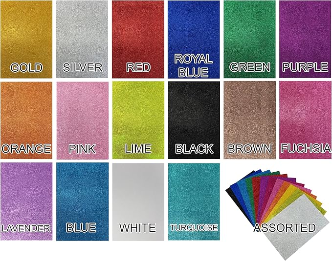 Allgala X-Large Glitter EVA Foam Sheets 12 Pack 12x16 inch Paper