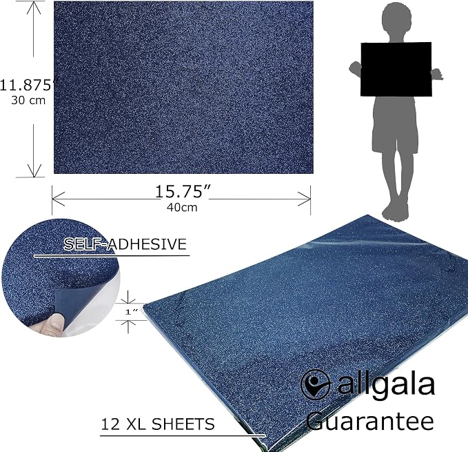 Allgala X-Large Self-Adhesive Glitter EVA Foam Sheets 12 Pack 12x16 inch Paper