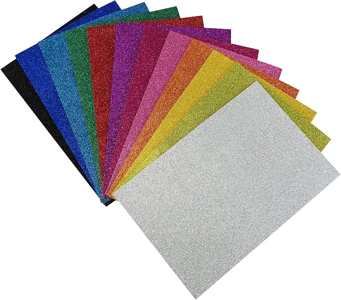 Allgala 12 Pack Glitter EVA Foam Paper 8" x 12" Sheets