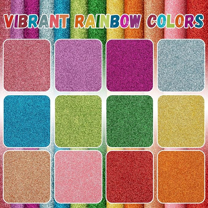 12 Pack Glitter Foam Sheets Craft 8 x 12 inch 12 Colors | Sparkles Foam Paper