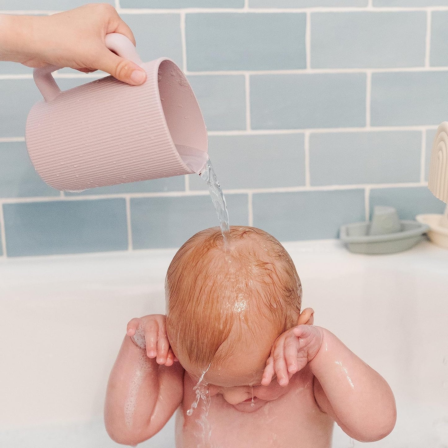 mushie Baby Bath Rinse Cup | 100% Food Grade Silicone | Shampoo & Body Washing Rinser Cup For Kids (Soft Lilac)