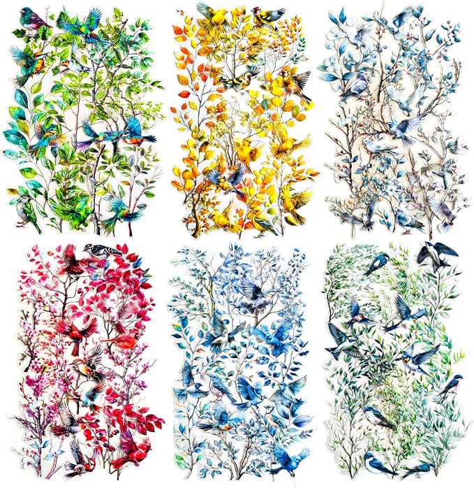120-Piece Clear Bird & Floral Branch Sticker