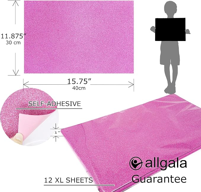 Allgala X-Large Self-Adhesive EVA Foam Sheets 12 Pack 12x16 inch Paper Sheets-