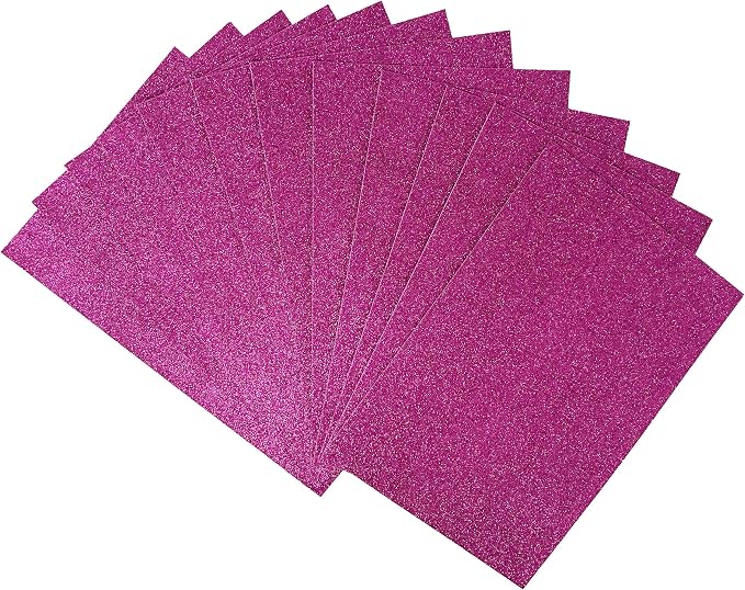 Allgala 12 Pack Glitter EVA Foam Paper 8 x 12 inch Sheets-Fuchsia-Perfect