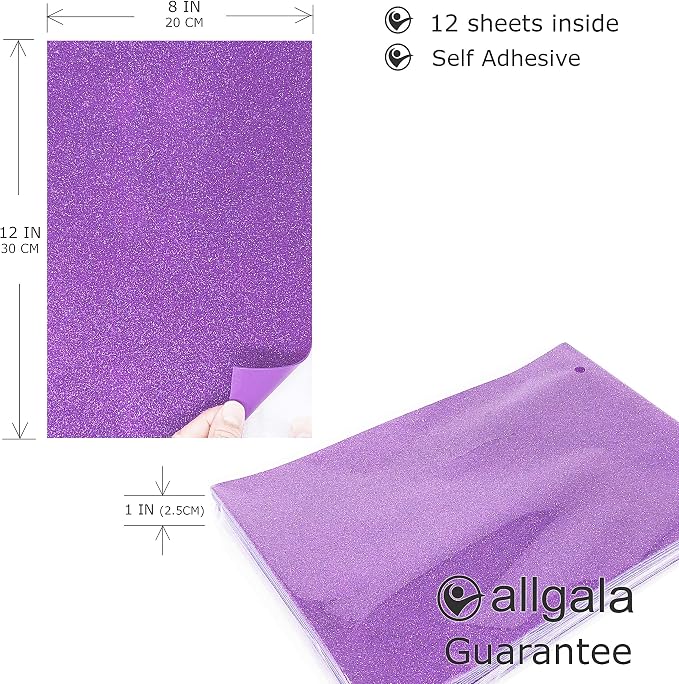 Allgala 12 Pack Glitter EVA Foam Paper 8 x 12inch Sheets-Lavender Color
