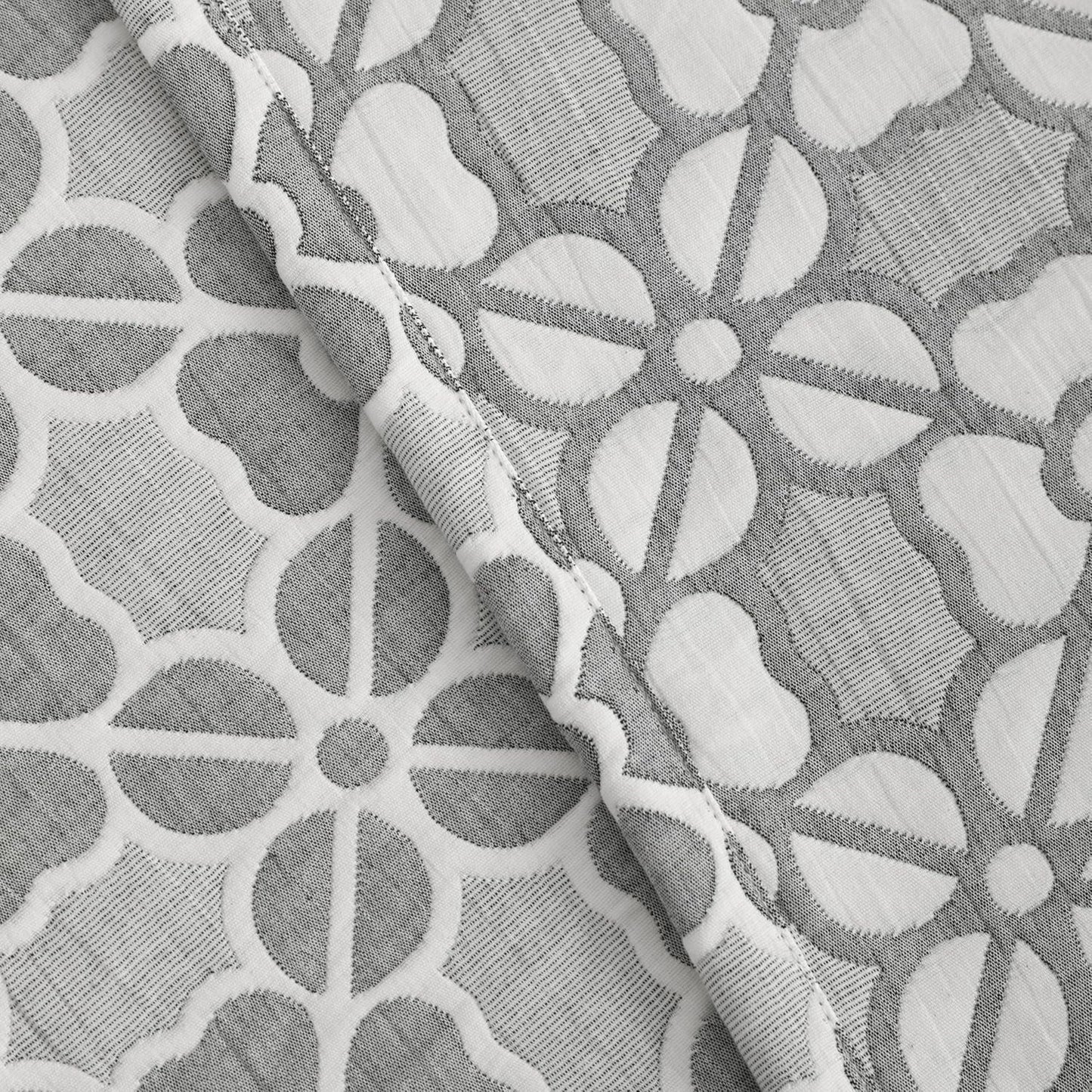 NTBAY 3 Layer Toddler Blanket, Muslin Cotton Jacquard Bed Blankets, Lightweight Thermal Baby Blanket, Super Soft and Warm Crib Blanket for All Seasons, Decoration Gift, 30"x40", Grey Clover