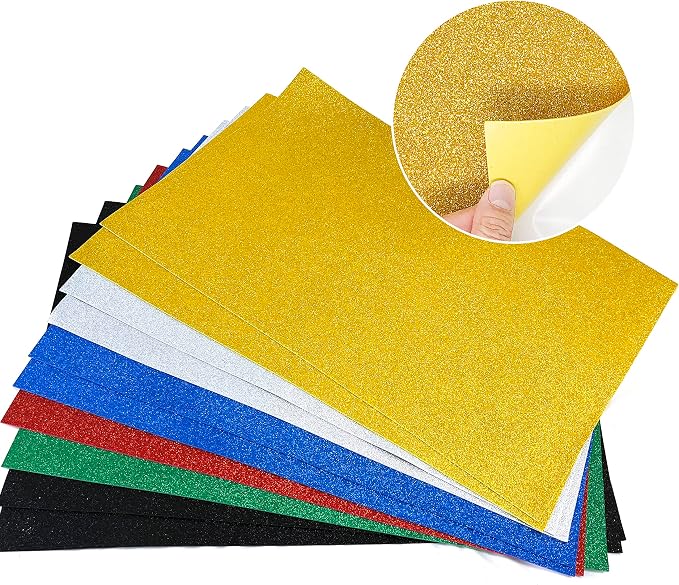 Allgala Jumbo Self-Adhesive Glitter EVA Foam Sheets 10 Pack 16x24 inch Paper
