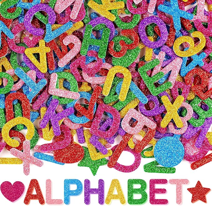 1568 Pcs Foam Letter Stickers Glitter, Self-Adhesive Glitter Alphabet Stickers