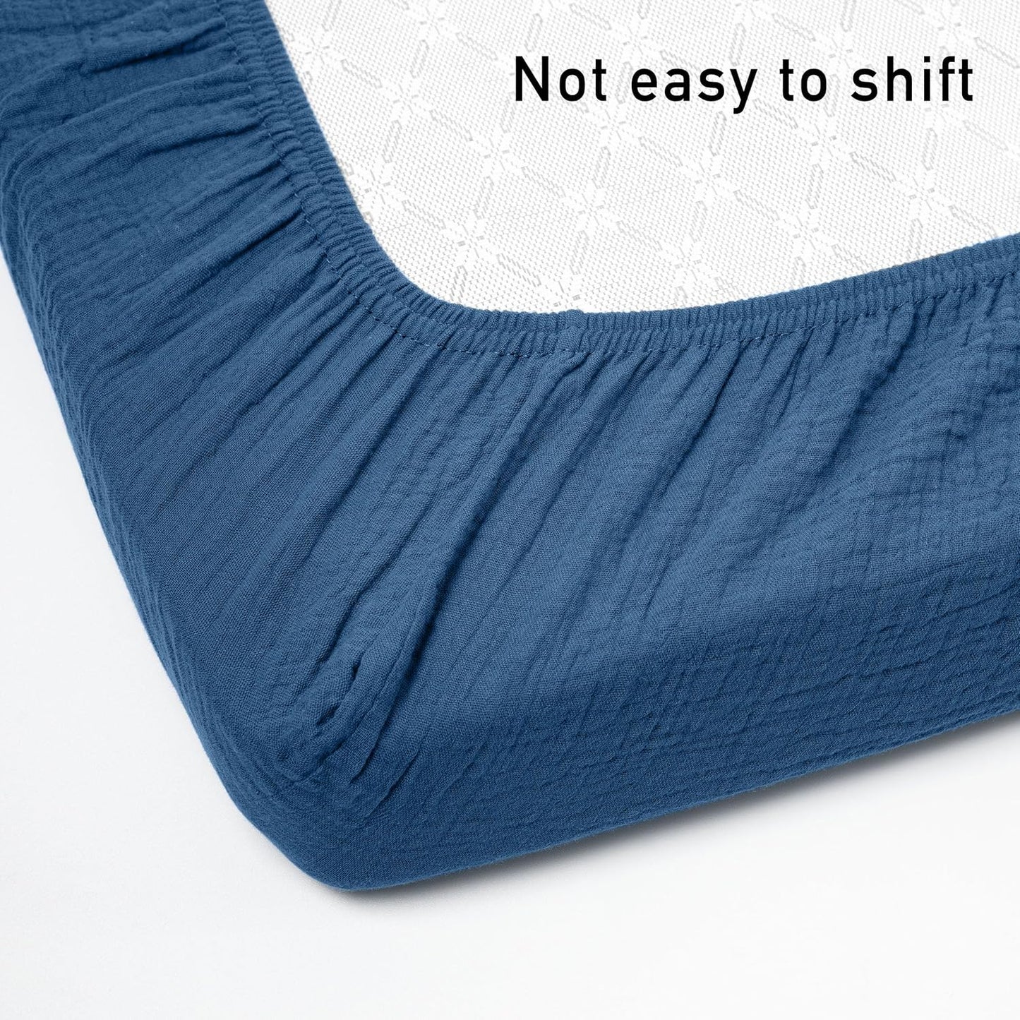 Muslin Mini Crib Sheets, 2 Pack for Baby Boy and Girl, Soft Breathable Stretchy Baby Pack N Play Mattress and Mini Cribs Sheet, Universal Fitted Portable/Mini Crib Mattresses (Blue Deer)
